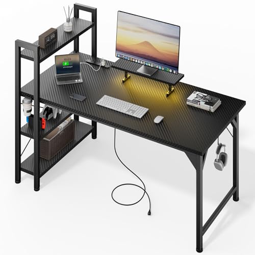ゲーミングデスク 幅120cm 収納引き出ラック4段階モニター台付コンセント Amazon.co.jp: Alebert｢アレベルト｣ ゲーミングデスク パソコンデスク
