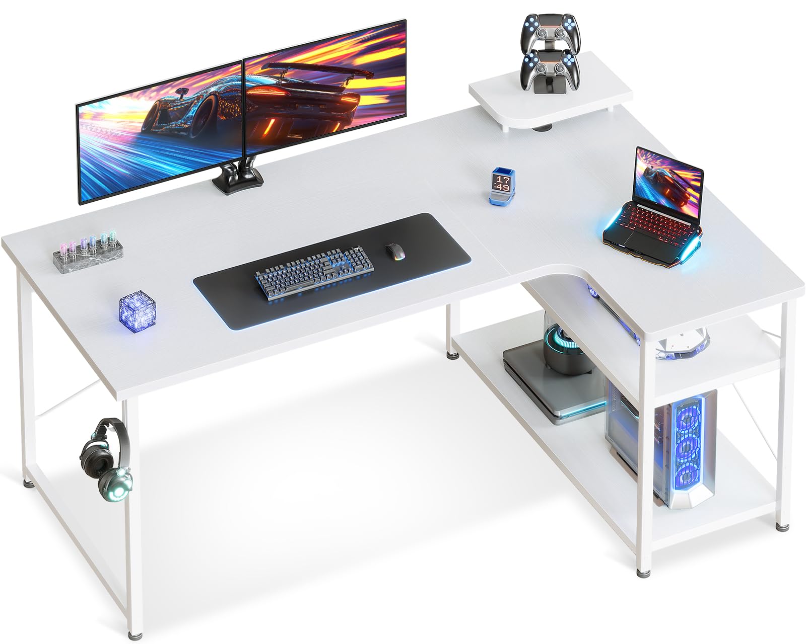 【在庫処分】YeTom ゲーミングデスク l字デスク pcデスク 右棚左棚 幅1 Amazon | YeTom l字デスク ゲーミングデスク デスク 幅150cm pcデスク